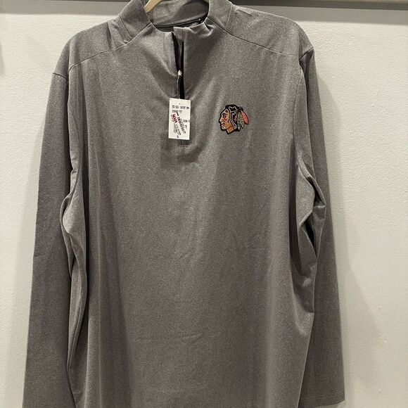 Antigua Other - Chicago Blackhawks Gray Quarter-Zip Pullover with Embroidered Logo